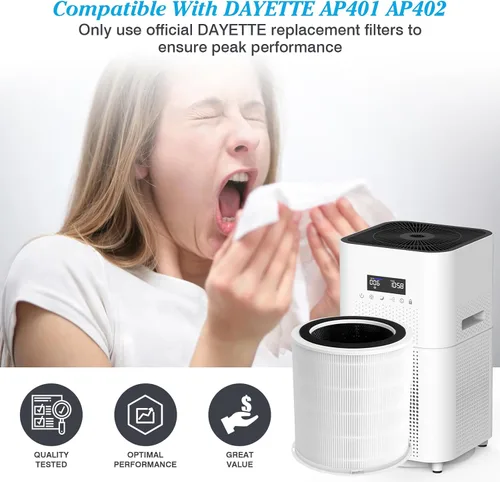 Miniatura 4 de Filtro de repuesto original H14 compatible con purificador de aire DAYETTE AP401 AP402, 4 en 1 grado H14 True HEPA, carbón activado de alta Filtro