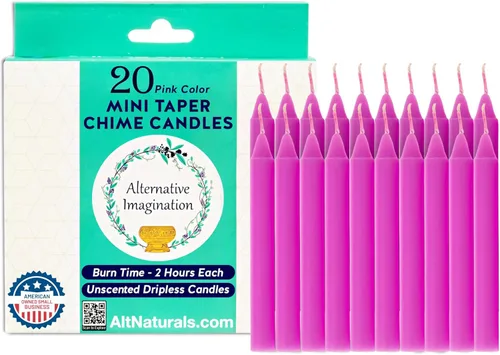 Miniatura 14 de Alternative Imagination Velas de campanillas de colores, paquete de 20 mini velas cónicas sin perfume de 4 pulgadas, velas rituales de larga