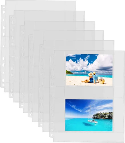 Miniatura 9 de Sooez Paquete de 30 protectores resistentes para fotos o postales, fundas de plástico transparente para carpetas de 3 anillas, dos bolsillos de 5 x