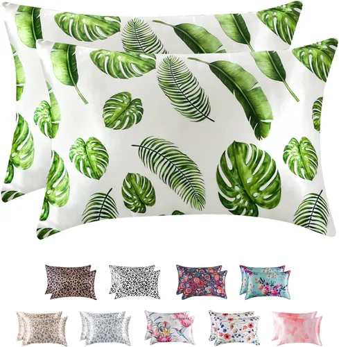 Miniatura 11 de MR&HM - Funda de almohada de satén 16- verde floral