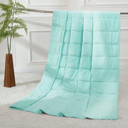 Miniatura 9 de Alomidds Manta con peso (48"x72", 20lbs tamaño Twin - Verde), mantas con peso para adultos, refrescante, transpirable, suave y cómoda Minky, manta A