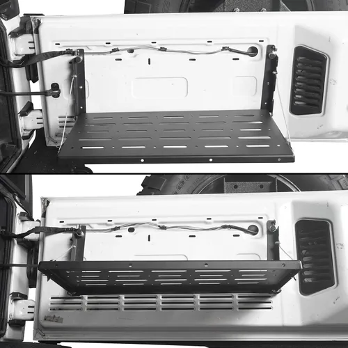 Miniatura 6 de Hooke Road JK Wrangler Mesa de Puerta Trasera Estante de Almacenamiento de Metal Plegable Estante de Carga para Jeep Wrangler JK y Unlimited
