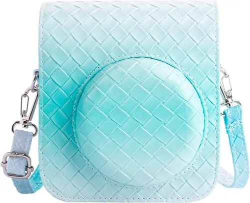 Miniatura 13 de MUZIRI KINOKOO Funda para cámara de película instantánea Fujifilm Instax Mini 12, cuero sintético degradado tejido venas Fuji Mini 12 funda Tejido