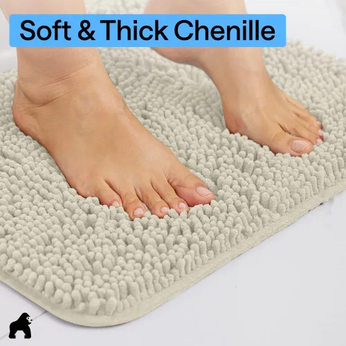Miniatura 56 de Gorilla Grip - Tapete de baño de felpilla gruesa, suave y absorbente, secado rápido, de microfibra, con reverso de caucho, para piso de ducha, Nube