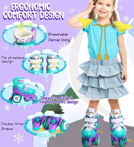 Miniatura 2 de Patines de ruedas ajustables para niños, niñas y señoras con ruedas que se iluminan con flash (edad 3-9), equilibrio de tres puntos, empaque de caja