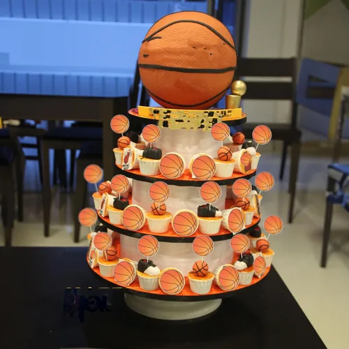 Miniatura 6 de 36 piezas de adornos para cupcakes de baloncesto, estrellas, bolas deportivas, adornos para cupcakes para jugadores de baloncesto, decoración