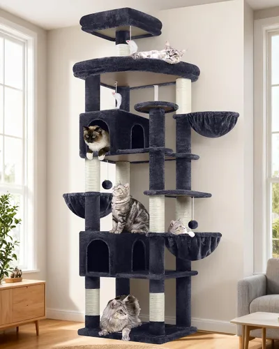 Miniatura 10 de Globlazer Torre de árbol para gatos extra grande, 82 pulgadas de alto, árbol para gatos de interior, torre grande para gatos grandes y adultos con 8