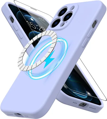 Miniatura 49 de DEENAKIN Funda magnética de silicona para iPhone 12 Pro con protector de pantalla, compatible con MagSafe, protección de cámara, funda protectora