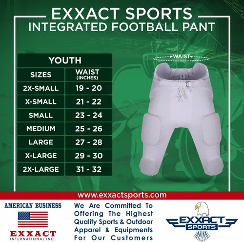 Miniatura 6 de Exxact Sports Integrated Football Pants Youth Boys - 7 Bubble Pro Pads Youth Football Pants with Pads, Boys Football Pants