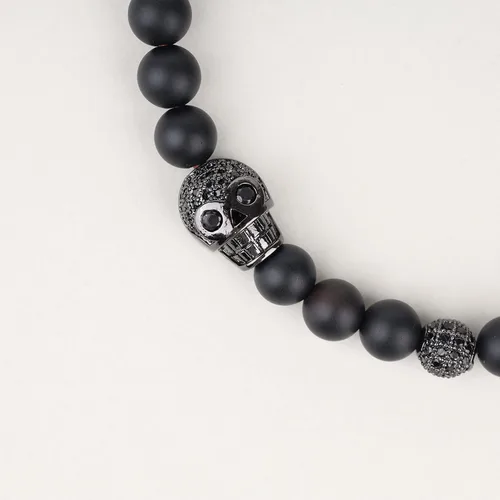 Miniatura 6 de COAI Paquete de 2 pulseras de cuentas de piedra para hombre, pulsera de calavera