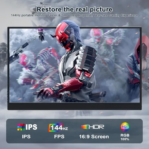 Miniatura 2 de ZSCMALLS Monitor portátil de 17.3 pulgadas 144Hz 1080P FHD Monitor de juegos USB-C HDMI Pantalla de computadora HDR IPS Extensor de pantalla