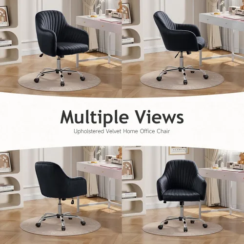 Miniatura 8 de Warmiehomy Silla de Escritorio de Terciopelo para Oficina en Casa, Silla de Trabajo Giratoria Ajustable Moderna, Sillas de Tocador para Mujeres