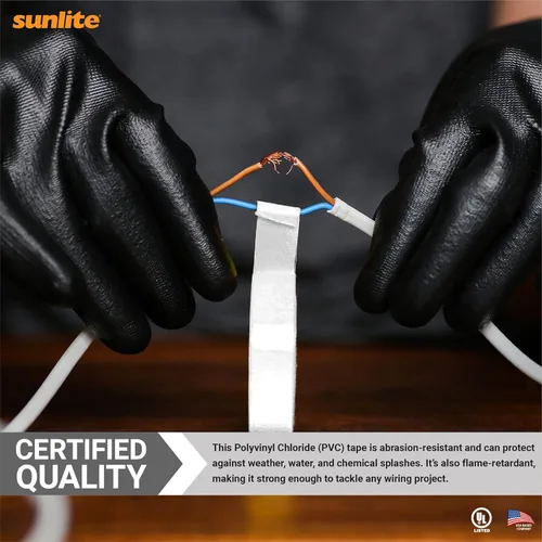 Miniatura 5 de Sunlite 41325-SU - Paquete de 10 cintas eléctricas de PVC, 60 pies x 0.75 pulgadas, para empalmar, proteger y aislar cables, resistente a la Blanco