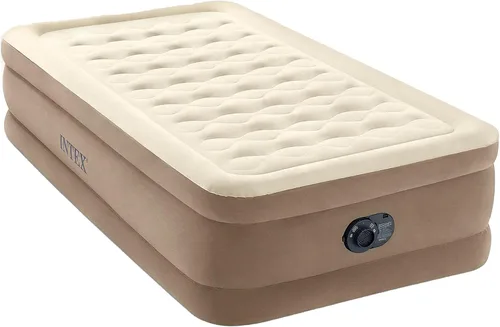 Intex Dura-Beam - Colchón de aire de lujo ultra afelpado: Fiber-Tech, bomba eléctrica incorporada, altura de cama de 18 pulgadas, capacidad de peso