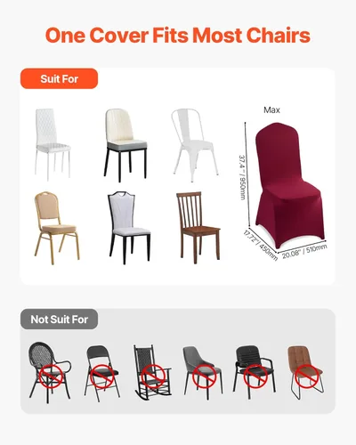 Miniatura 126 de VEVOR 150 fundas blancas para sillas de poliéster y elastano, fundas elásticas para bodas, fiestas, comedor, banquetes, sin pinzas, 150