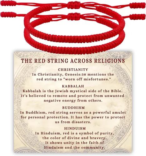 Miniatura 11 de DAYANEY Pulsera roja para mujer, pulsera de cuerda roja para protección como relleno de calcetines de Navidad, joyas a juego para parejas, regalos