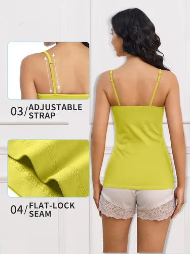 Miniatura 110 de Camisa Attraco de algodón, con tirantes estilo espagueti, con brasier incorporado, 2 paquetes, para mujer