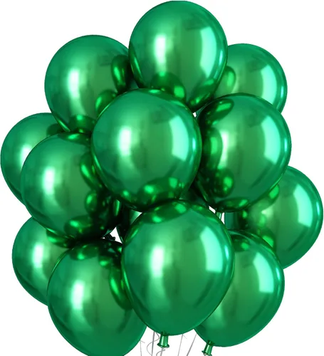 Miniatura 18 de Globos cromados verdes, 50 unidades de 10 pulgadas, globos metálicos de doble capa de color verde claro brillantes y gruesos, globos de látex
