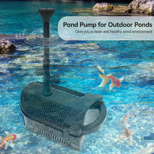 Miniatura 9 de Bomba de fuente de agua grande de 1320 GPH/100 W, kits de fuente de bomba de estanque para exteriores, equipo de estanque con 3 opciones
