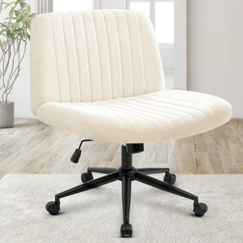 Silla Criss Cross de Orange Factory con ruedas, amplias piernas cruzadas, para escritorio de oficina, cambiador, base doble, cómoda, sin brazos,