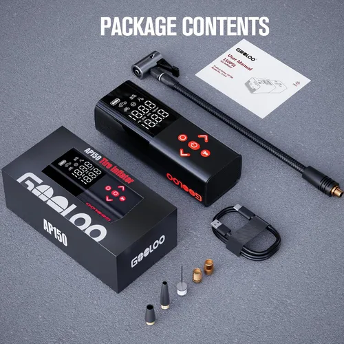 Miniatura 9 de GOOLOO Inflador de neumáticos AP150 Compresor de aire portátil, bomba de aire inalámbrica 2 veces más rápida de 150 PSI para neumáticos de automóvil
