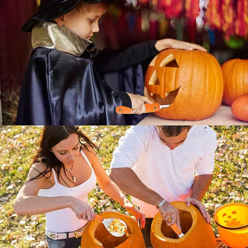 Miniatura 6 de Kit profesional de tallado de calabaza, 11 piezas de herramientas de tallado de acero inoxidable resistentes para Halloween con estuche de Naranja