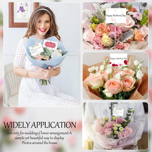 Miniatura 6 de CCINEE 100 portatarjetas de plástico con forma de tenedor transparente con forma de flores, clips de cabeza recta para ramo de boda, suministros