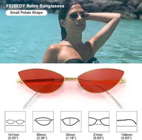 Miniatura 5 de FEISEDY Gafas de sol de diseñador de moda Retro pequeños pétalos forma arco templo diseño B2298