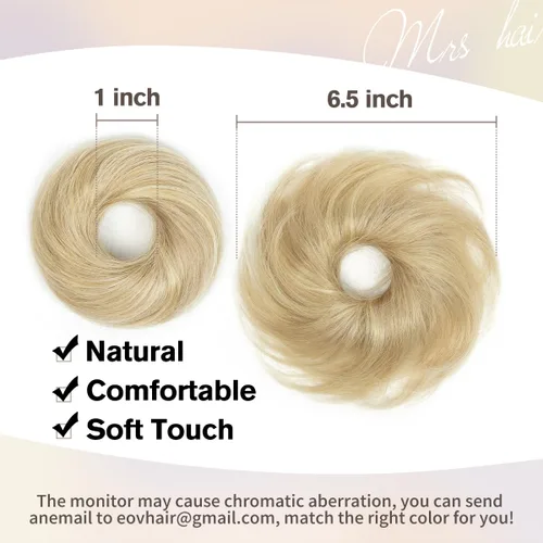 Miniatura 2 de Moño de Cabello Humano 100%, Moño Desordenado Pieza de Cabello Extensiones de Cabello Humano Real Moño de Cabello Rizado Natural Piezas de Cabello