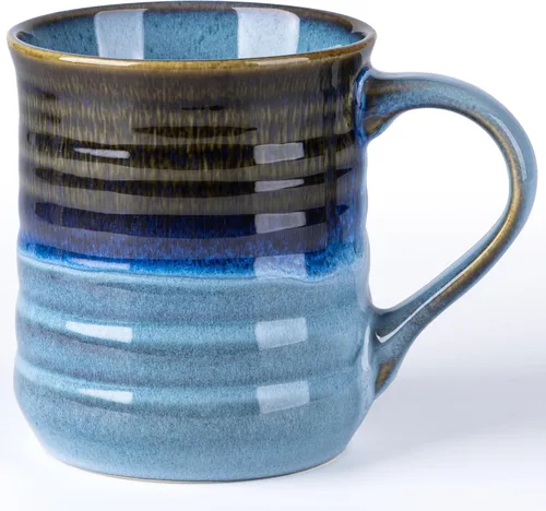 GBhome 18oz Large Coffee Mug, Handmade Ceramic Coffee Mug for Latte/Tea/Beer/Hot Cocoa, Dishwasher & Microwave Safe, Gradient blue