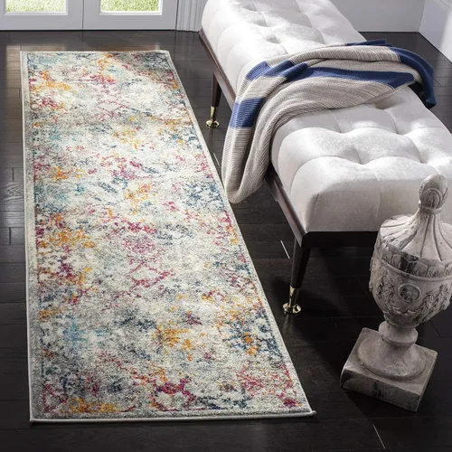 Miniatura 13 de SAFAVIEH Madison Collection - Alfombra de pasillo de 2 pies 3 pulgadas x 8 pies, color marfil y azul, diseño bohemio chic envejecido, no desprende