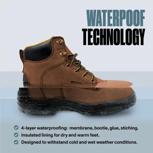 Miniatura 2 de EVER BOOTS ULTRA DRY Botas de trabajo de senderismo impermeables para hombre, zapatos ligeros de cuero de utilidad, botas tácticas militares al aire