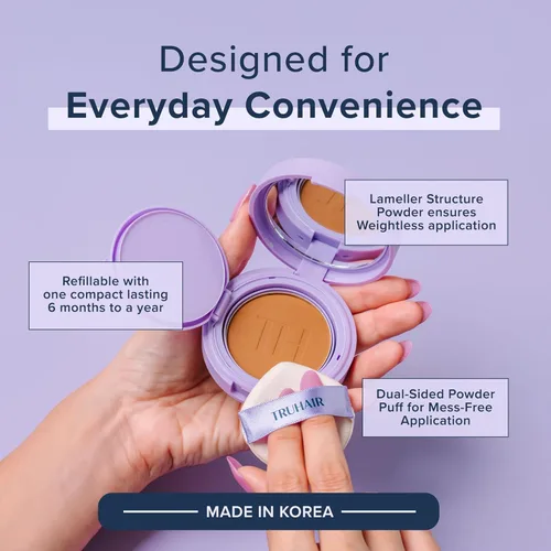 Miniatura 3 de TRUHAIR Polvo prensado para cubrir raíces y cuero cabelludo, compacto, impermeable, cobertura ligera del cabello y encubrimiento de puntos calvos