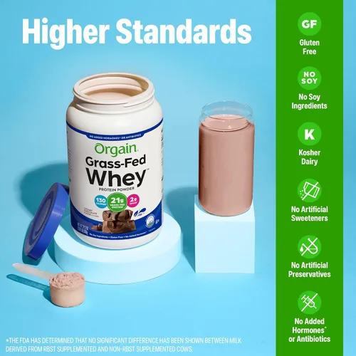 Miniatura 5 de De Orgain Grass, Fed Whey, proteína en polvo, 2 sabores, 11 onzas, 12