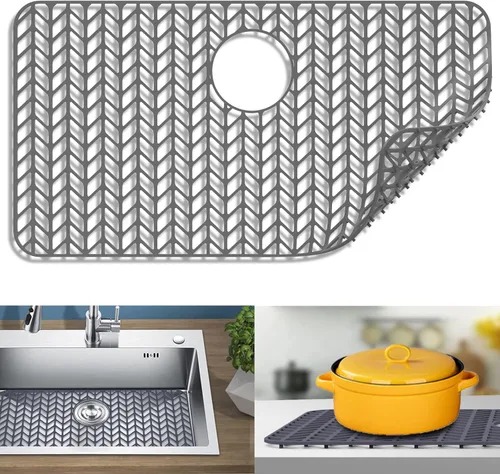 Miniatura 18 de Protectores de fregadero para fregadero de cocina de 12, 13, 16, 18, 19, 24, 26, 28, 29, 30 pulgadas, alfombrilla de silicona para fregadero