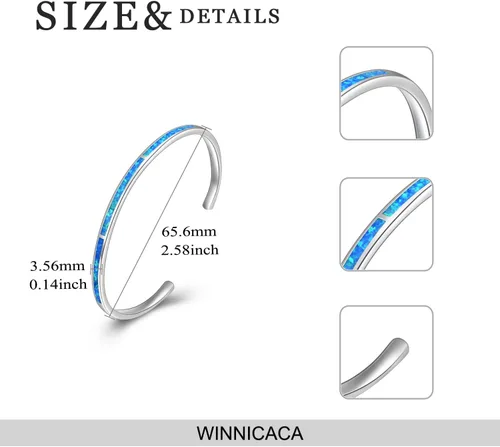 Miniatura 4 de WINNICACA Regalos para el día de la madre, pulsera de ópalo para mujer, hipoalergénica, joyería inspiradora de plata de ley, regalos de graduación