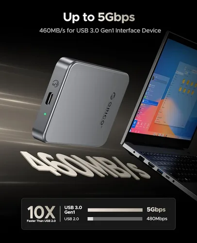 Miniatura 4 de ORICO 256GB SSD Magnético Portátil, Cuerpo de Metal, Grabación y Almacenamiento ProRes HDR de 4K 120 fps, Hasta 460MB/s, Cable USB C&A 2 en 1, SSD