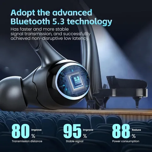Miniatura 3 de Auriculares inalámbricos Bluetooth 5.3 con cancelación de ruido, auriculares estéreo con micrófono IPX7 resistentes al agua con gancho para teléfono