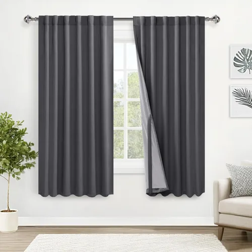Miniatura 13 de XWZO Cortinas blancas 100% opacas con alzapaños, 2 capas gruesas completamente sombreadas con bolsillo para barra y pestaña trasera, cortinas