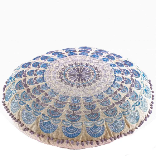Miniatura 15 de Mandala Life ART Funda de cojín para el suelo bohemia – Decoración de lujo para habitación artesanal, funda de puf para meditación, yoga y área