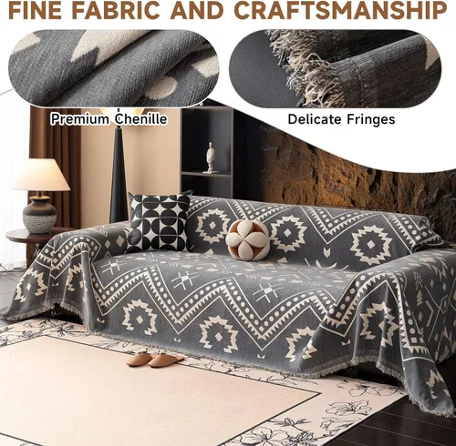 Miniatura 181 de VClife Fundas de sofá bohemio de felpilla para sofá seccional, fundas de sofá suaves y antideslizantes para sofá de 2 cojines, protector de muebles