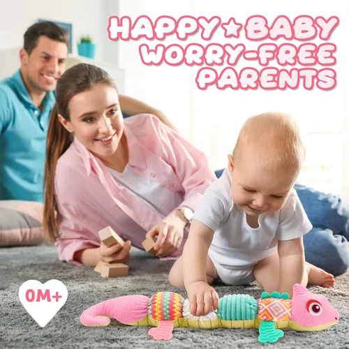 Miniatura 6 de AWOTOY Juguetes para bebés de 0-6-12 meses, juguetes de peluche musicales con actividad, suaves y multisensoriales con crujido, sonajeros