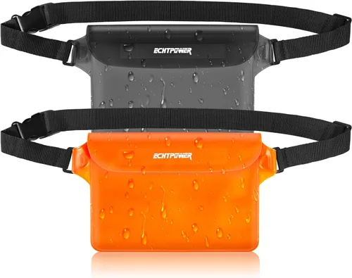 ECHTPower Paquete de 2 bolsas impermeables, riñonera impermeable, bolsa seca impermeable con correa ajustable para la cintura para playa, natación,