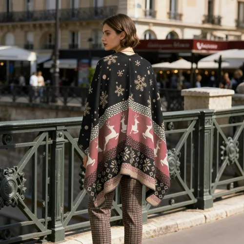 Miniatura 175 de Poncho chal para mujer, suéteres suaves y cálidos para mujer, parte delantera abierta, poncho de viaje para otoño, invierno y primavera