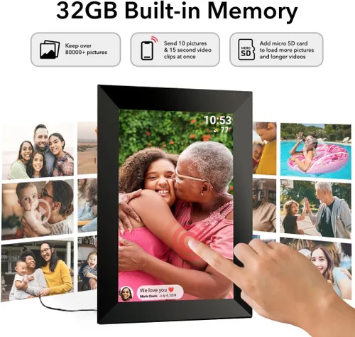 Miniatura 5 de FRAMEO - Marco de fotos digital de 10.1 pulgadas, 32 GB, pantalla táctil LCD IPS, rotación automática, fácil configuración para compartir fotos