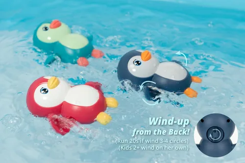 Miniatura 2 de DUCKBOXX XX Juguetes de baño a pilas con pingüinos de nado de espalda para niños de 18 meses en adelante (3 piezas)