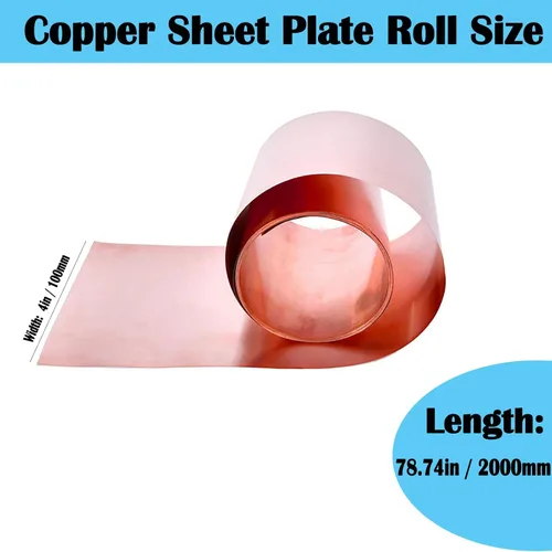Miniatura 3 de Rollo de hoja de cobre puro, 0.001 in x 3.937 in x 78.740 in, 99.9% lámina de cobre para joyería, manualidades, bricolaje, eléctrico