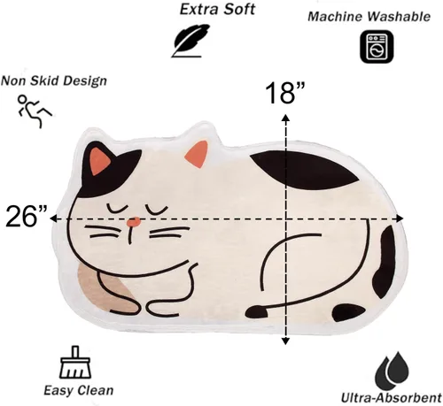 Miniatura 2 de Divertida alfombra de baño para gatos, bonita alfombra de baño de dibujos animados, de microfibra suave, absorbente de agua, antideslizante, tapete