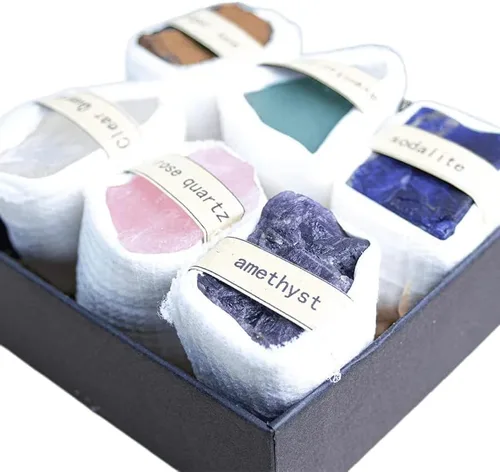 Caja de piedra original de cristal, muestra de mineral natural, marcador mineral de partículas grandes sin pulir, juego de caja de regalo, para