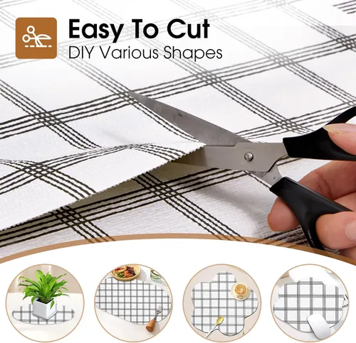 Miniatura 8 de Beautysaid Revestimiento de estante y cajón para armario de cocina, papel antideslizante no adhesivo, impermeable, lavable, grueso para tocador